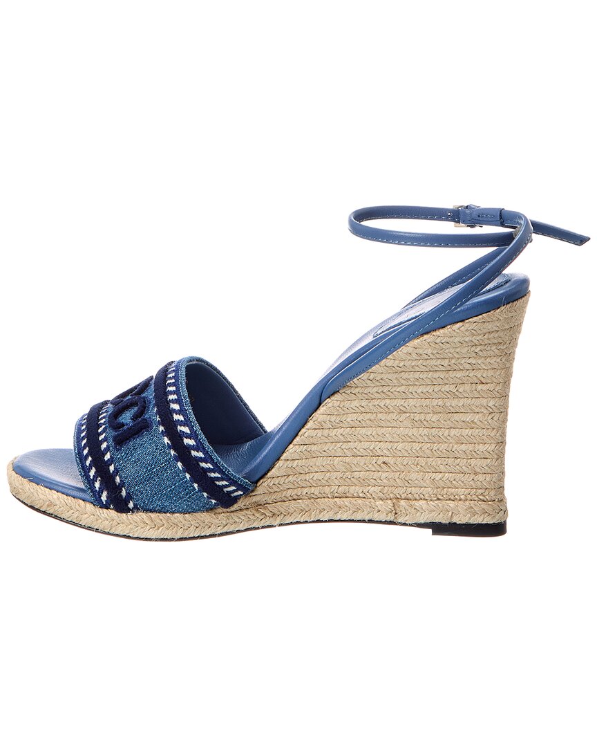 Gucci Gucci Denim & Leather Wedge Sandal