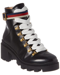 Gucci Sylvie Web Leather Bootie
