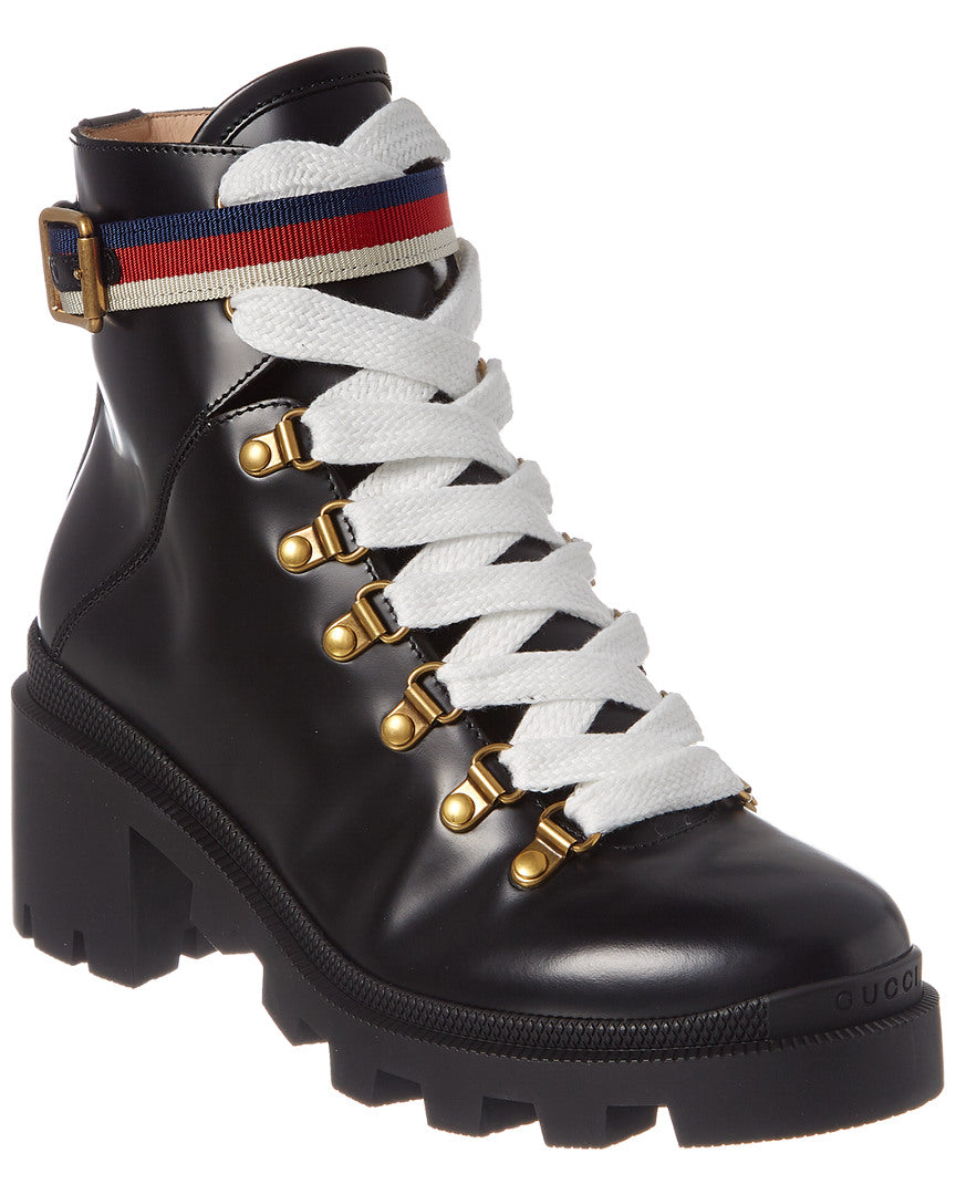 Gucci Sylvie Web Leather Bootie