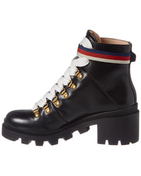 Gucci Sylvie Web Leather Bootie