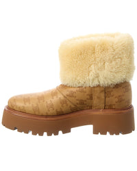 Celine Bulky Cropped Triomphe Leather & Shearling Boot