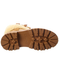 Celine Bulky Cropped Triomphe Leather & Shearling Boot