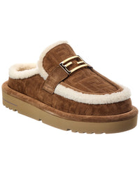 FENDI Fendi Apres Ff Suede & Shearling Mule