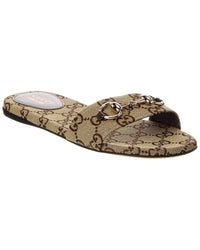 Gucci Horsebit Gg Canvas Sandal