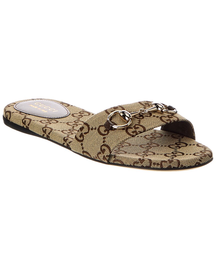 Gucci Horsebit Gg Canvas Sandal