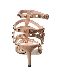 Valentino Rockstud Caged 65 Lace & Suede Ankle Strap Pump
