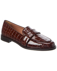 Aquazzura Martin Croc-Embossed Patent Loafer