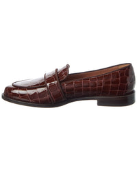 Aquazzura Martin Croc-Embossed Patent Loafer