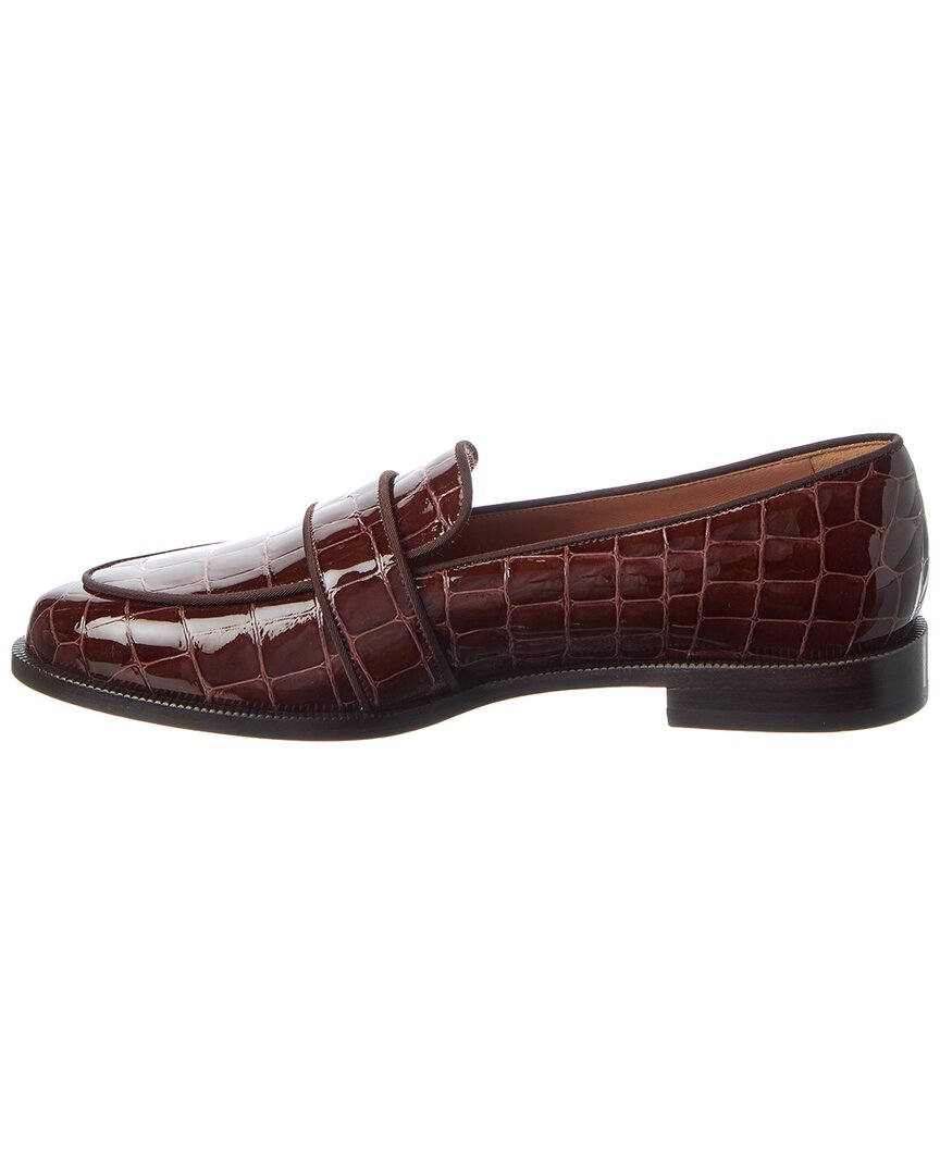 Aquazzura Martin Croc-Embossed Patent Loafer