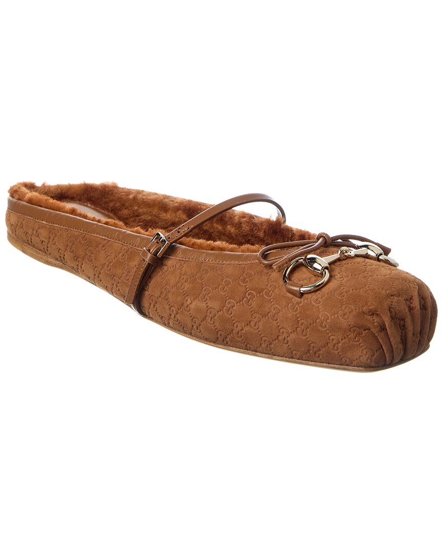 Gucci Horsebit Gg Suede Mule