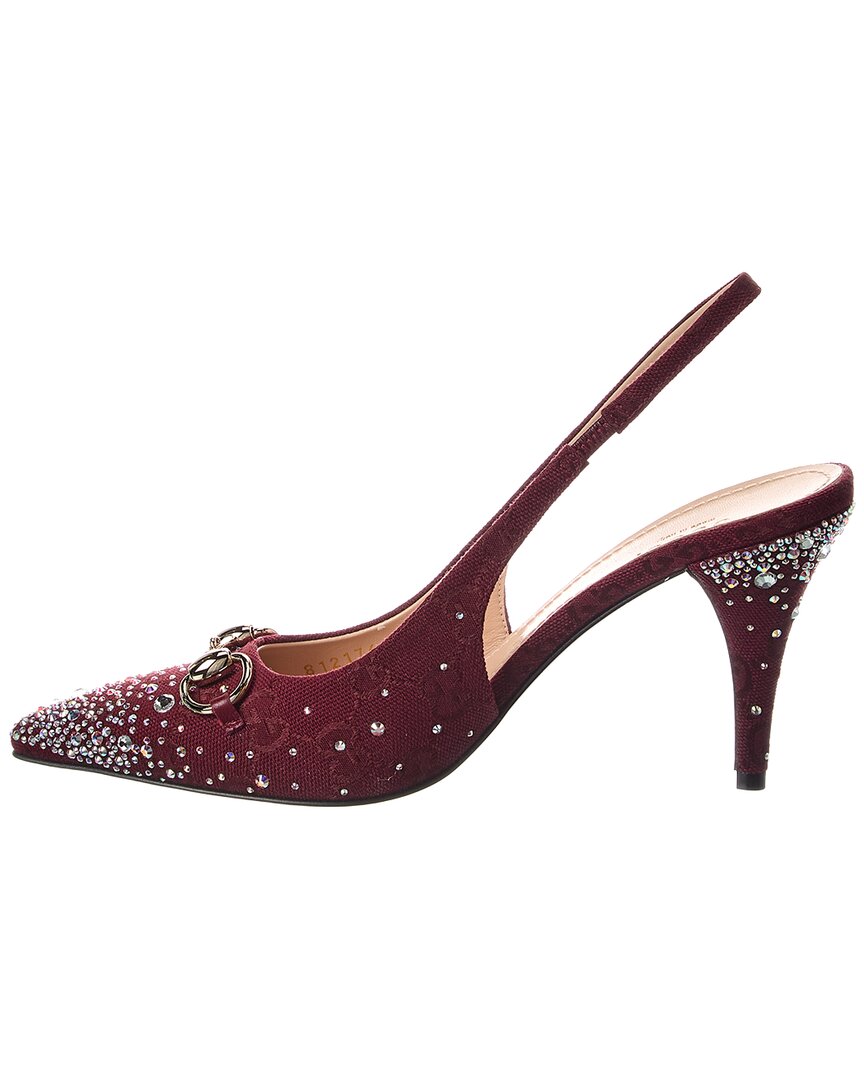Gucci Gucci Horsebit Gg Canvas Slingback Pump