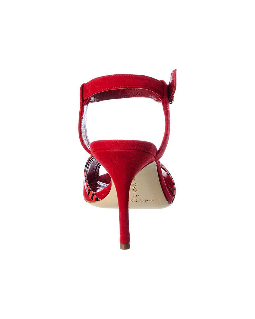 Manolo Blahnik Ibn 90 Suede & Patent Sandal