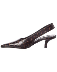 Toteme Croc-Embossed Leather Slingback Pump