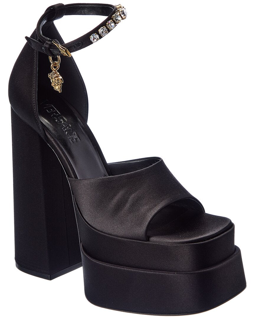 Versace Aevitas Silk Platform Sandal Black