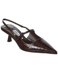 Jimmy Choo Didi 45 Croc-Embossed Leather Slingback Pump