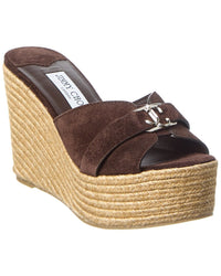 Jimmy Choo Leda 100 Suede Wedge Sandal