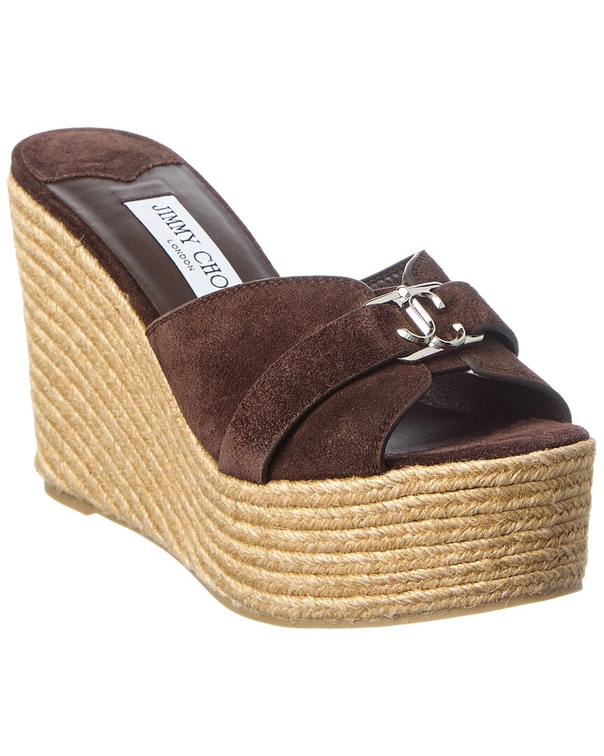Jimmy Choo Leda 100 Suede Wedge Sandal