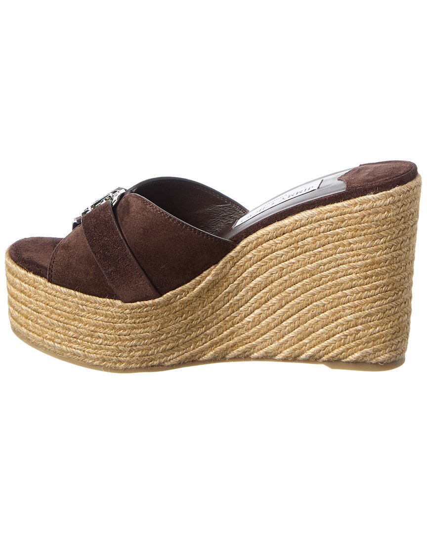 Jimmy Choo Leda 100 Suede Wedge Sandal