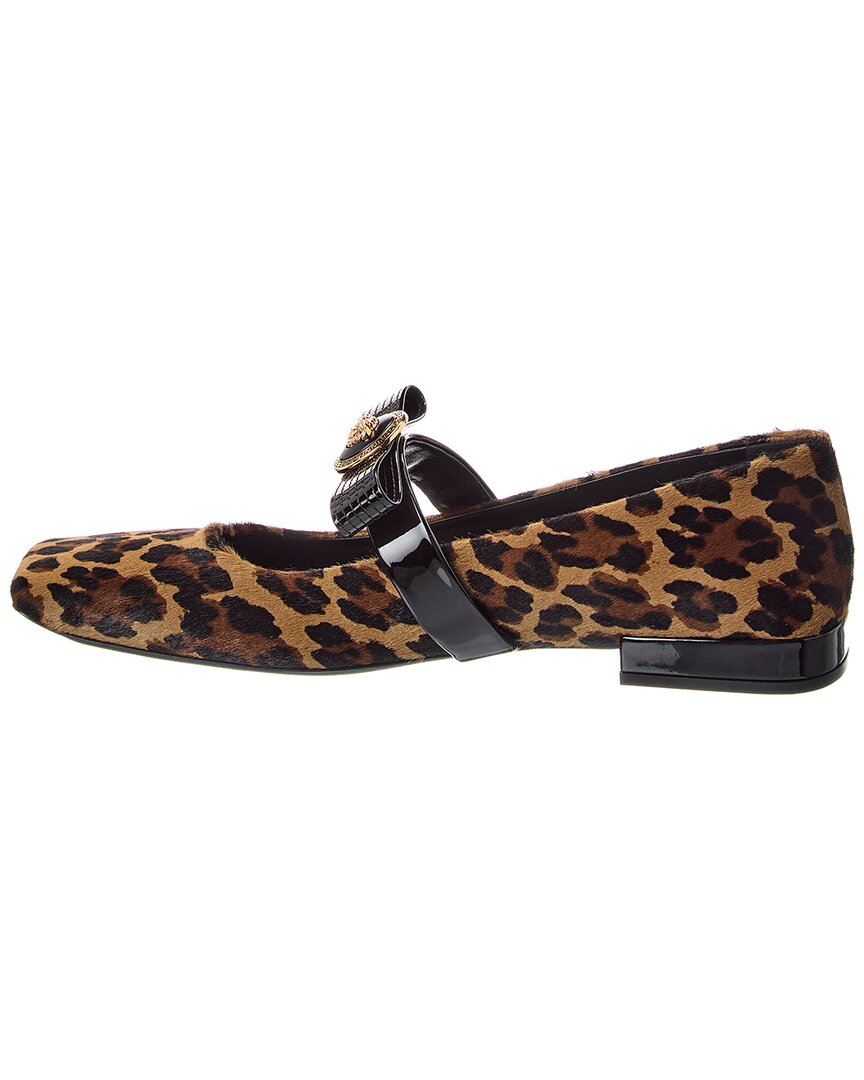 Versace Ribbon Haircalf & Patent Ballerina Flat