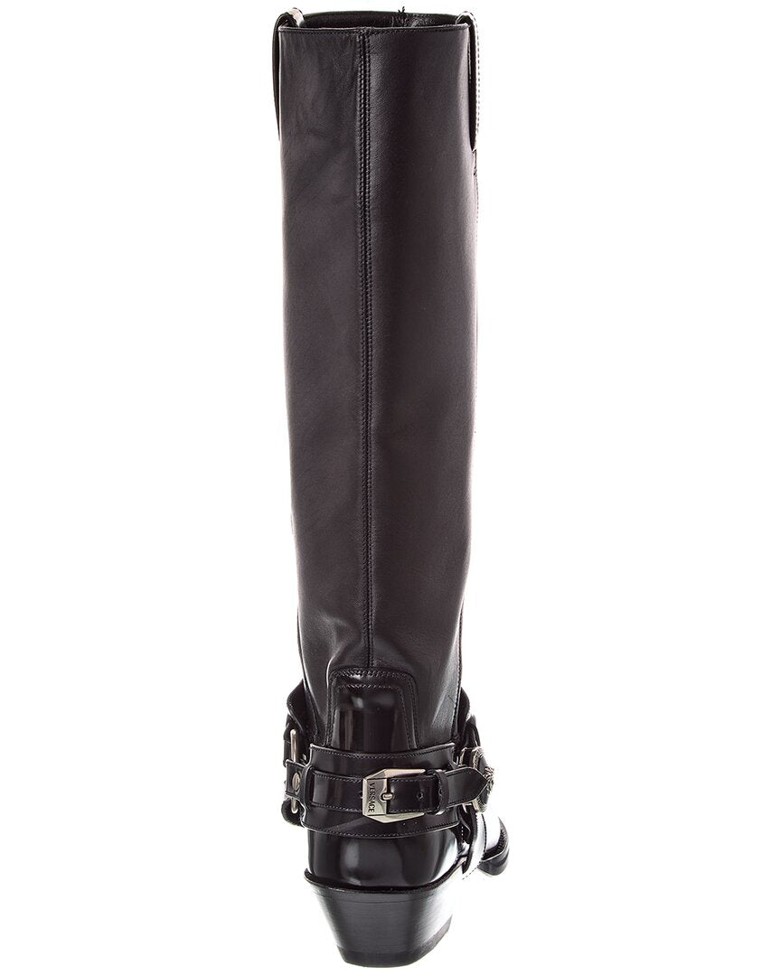 Versace Taxano Leather Knee High Boot
