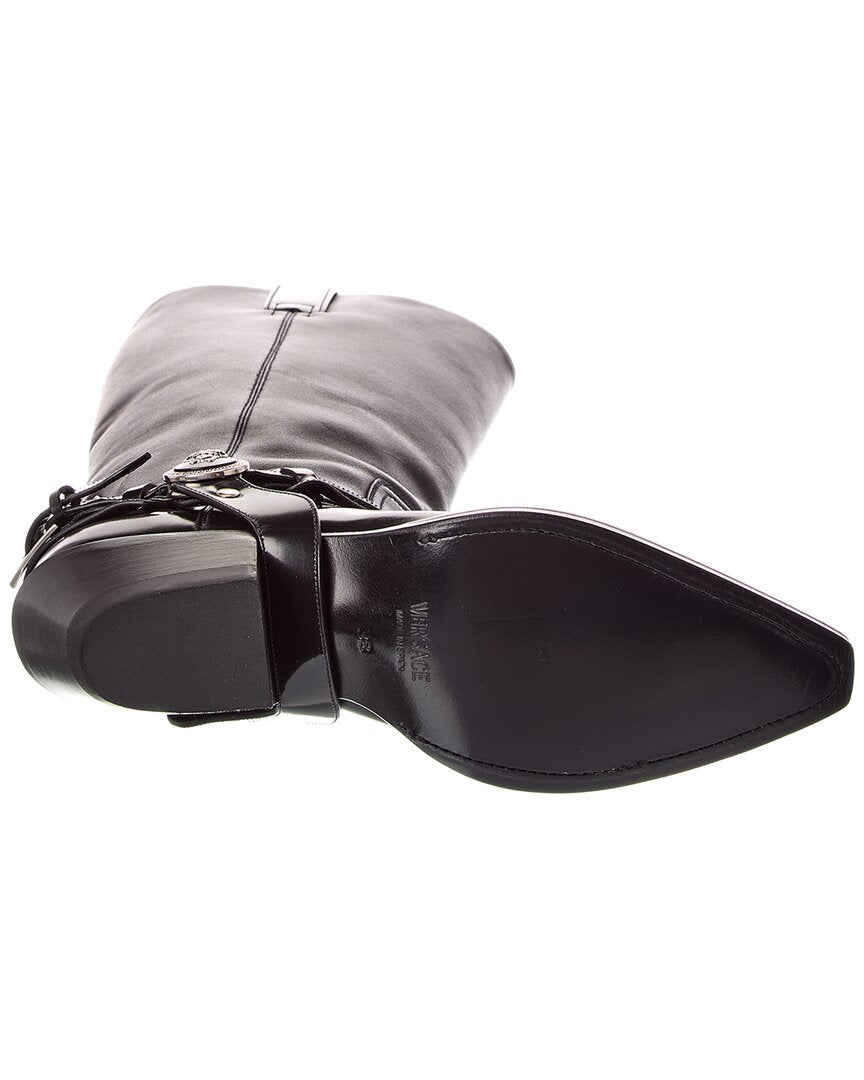 Versace Taxano Leather Knee High Boot