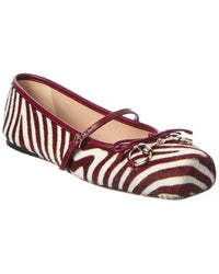 Gucci Horsebit Haircalf & Leather Ballet Flat