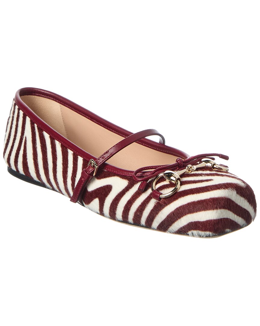 Gucci Horsebit Haircalf & Leather Ballet Flat