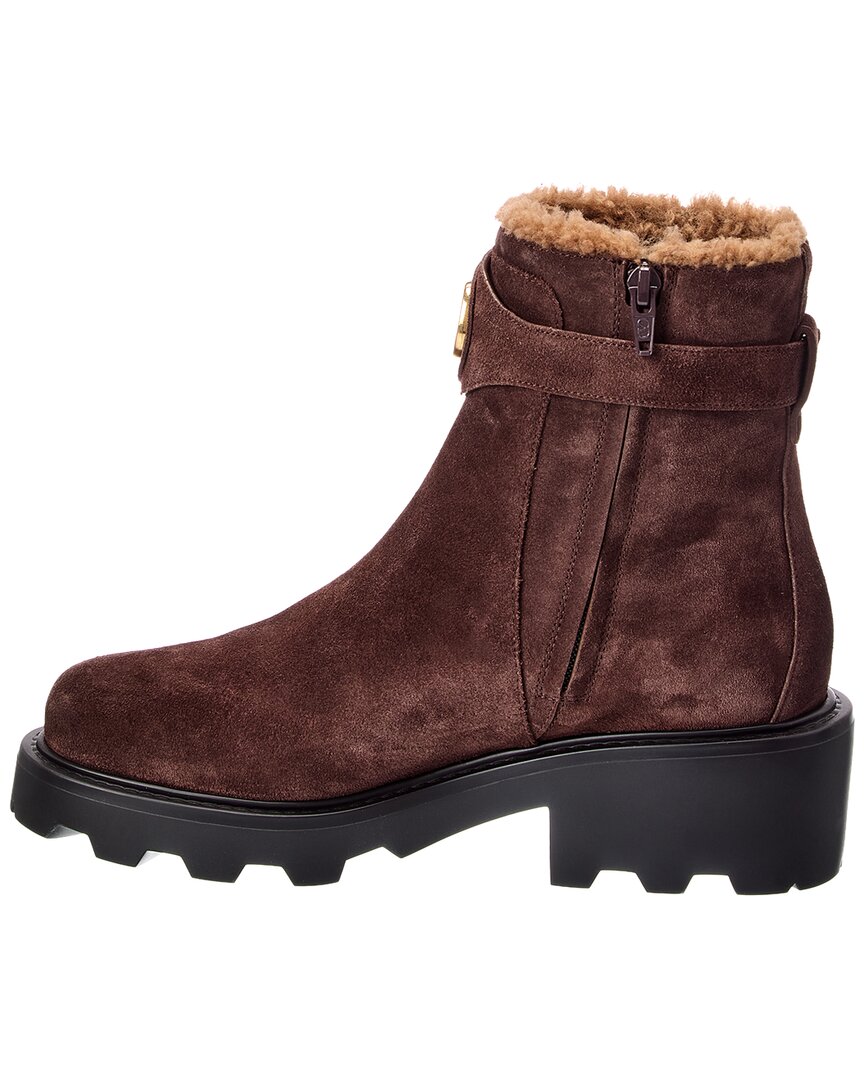 Valentino Vlogo Suede & Shearling Boot