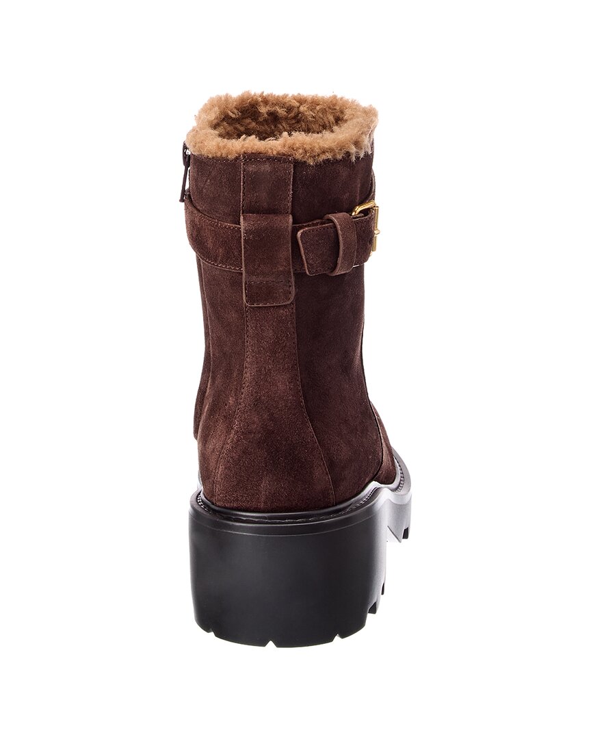 Valentino Vlogo Suede & Shearling Boot