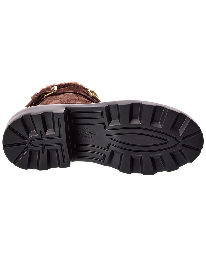 Valentino Vlogo Suede & Shearling Boot