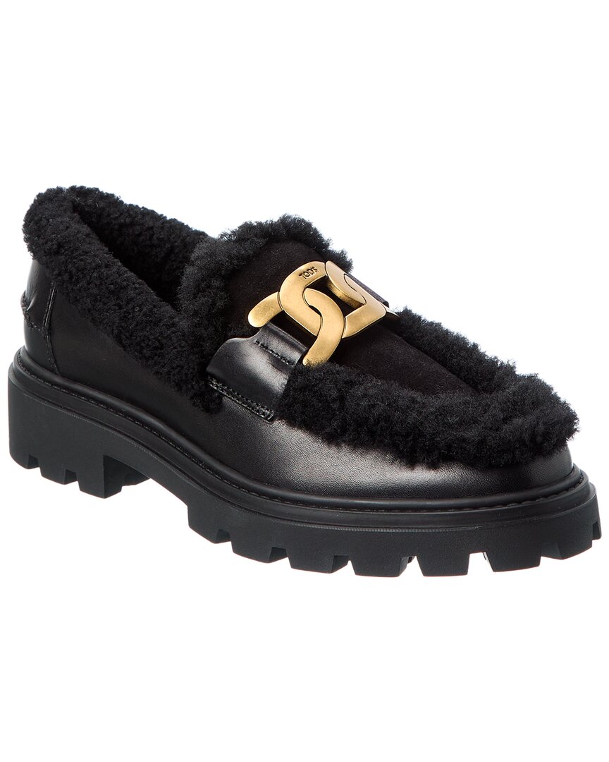 Tod’S Leather & Shearling Loafer