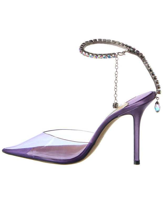 Jimmy Choo Saeda 100 Plexi & Leather Pump