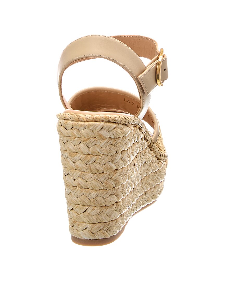 Valentino Bribri 115 Raffia & Leather Wedge Sandal