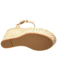 Valentino Bribri 115 Raffia & Leather Wedge Sandal