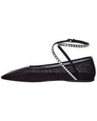 AMINA MUADDI Amina Muaddi Ane Mesh & Leather Flat