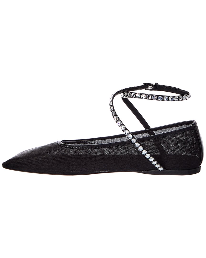 AMINA MUADDI Amina Muaddi Ane Mesh & Leather Flat