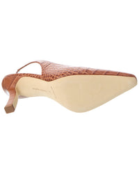 Manolo Blahnik Moira 90 Croc-Embossed Leather Slingback Pump