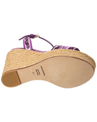 Dolce & Gabbana Majolica Canvas & Leather Wedge Sandal