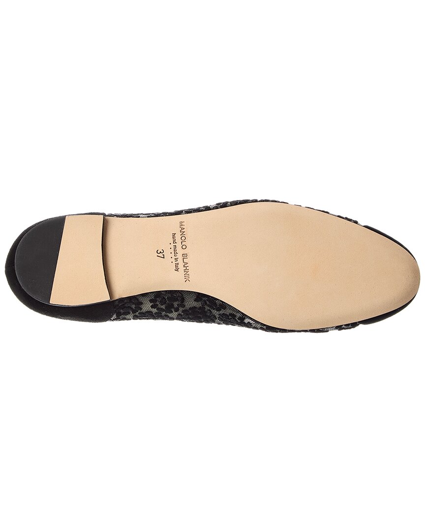 Manolo Blahnik Capbal Mesh & Suede Flat