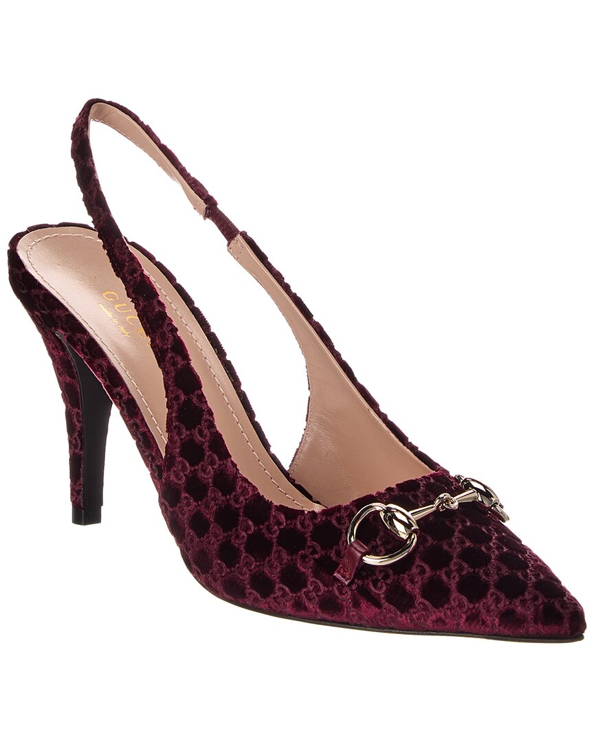 Gucci Gucci Horsebit Gg Velvet Slingback Pump