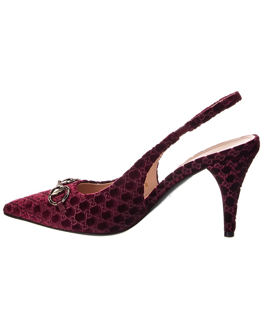 Gucci Gucci Horsebit Gg Velvet Slingback Pump