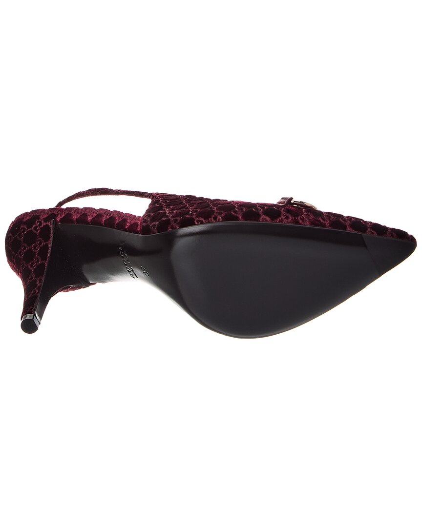 Gucci Gucci Horsebit Gg Velvet Slingback Pump