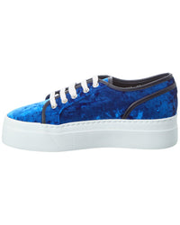 Sergio Rossi Twenty Buckle Velvet Platform Sneaker