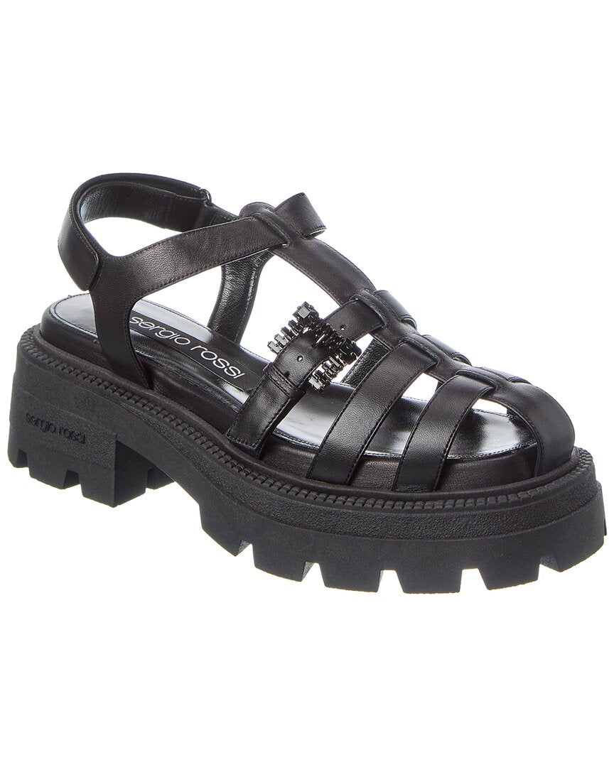 Sergio Rossi Twenty Buckle Leather Sandal