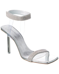 Amina Muaddi Rih Vinyl & Leather Sandal Silver