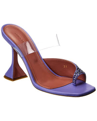Amina Muaddi Paloma Leather & Vinyl Sandal 36 Purple