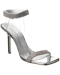 Amina Muaddi Rih Vinyl & Leather Sandal Silver