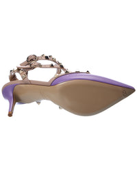 Valentino Rockstud Caged 65 Leather Ankle Strap Pump