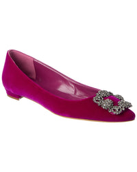 Manolo Blahnik Hangisi Velvet Flat Purple