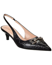 Gucci Horsebit Leather Slingback Pump Black